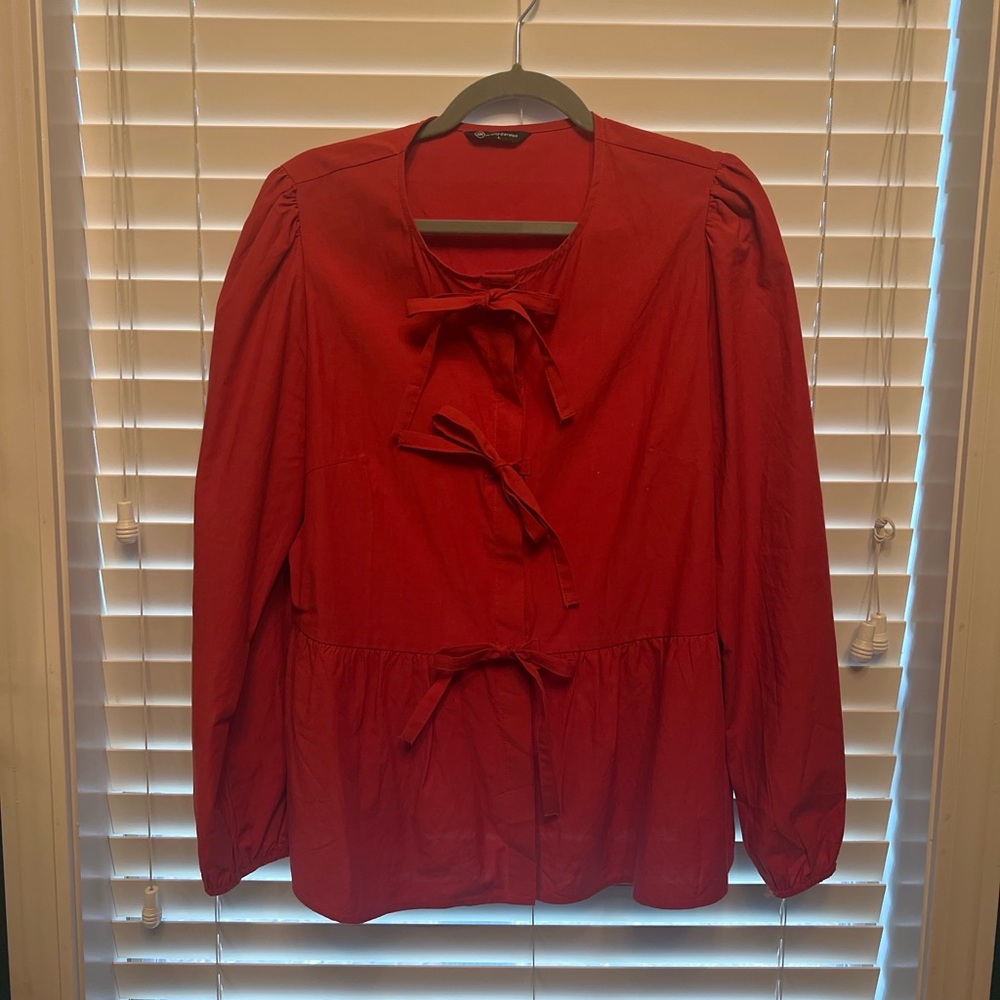 Red Bow-Tie Blouse
